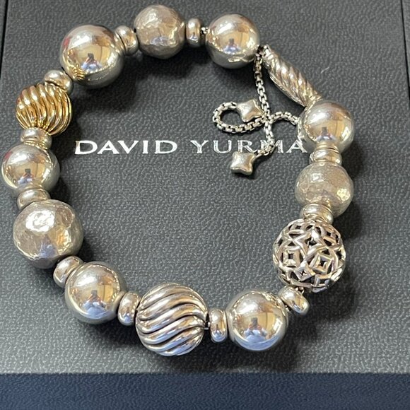David Yurman 925/18K Sterling Silver Elements Beaded Bracelet - Picture 4 of 5